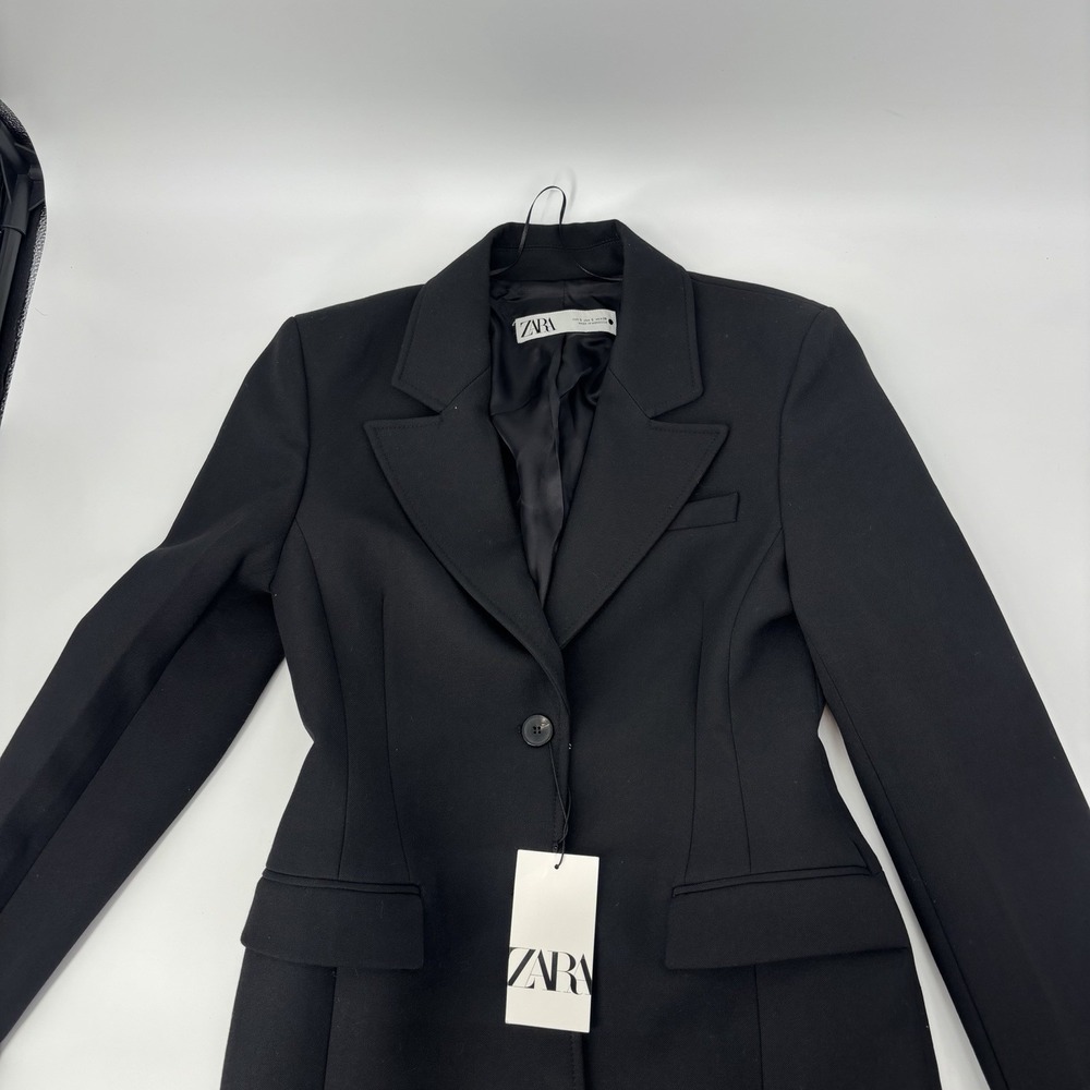 Zara Cinched Waist Blazer Black Women's Size Small New With Tags - Picture 5 of 10